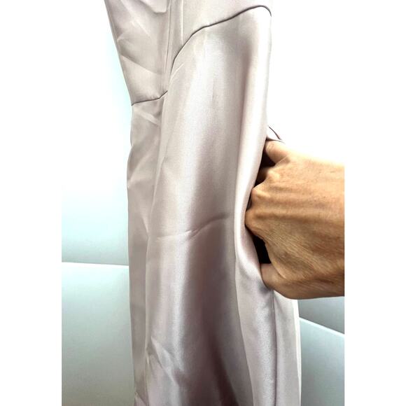 Alfred Sung Champaign Spaghetti Strap Cross Back Bridesmaids Dress 10 - Picture 5 of 6